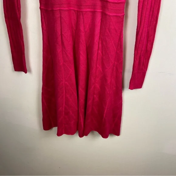Jessica Simpson Fuchsia Pink Bright Long Sleeve A-Line Sweater Dress XS Fitted - Picture 3 of 11